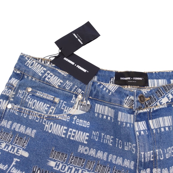 Homme + Femme Denim Pants Logo Print Jeans Size 40 NWT - Picture 3 of 10